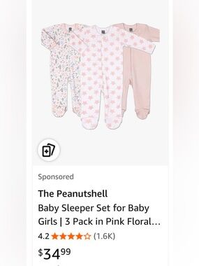 3-6mos 3 Pack of Baby Girls Sleepers